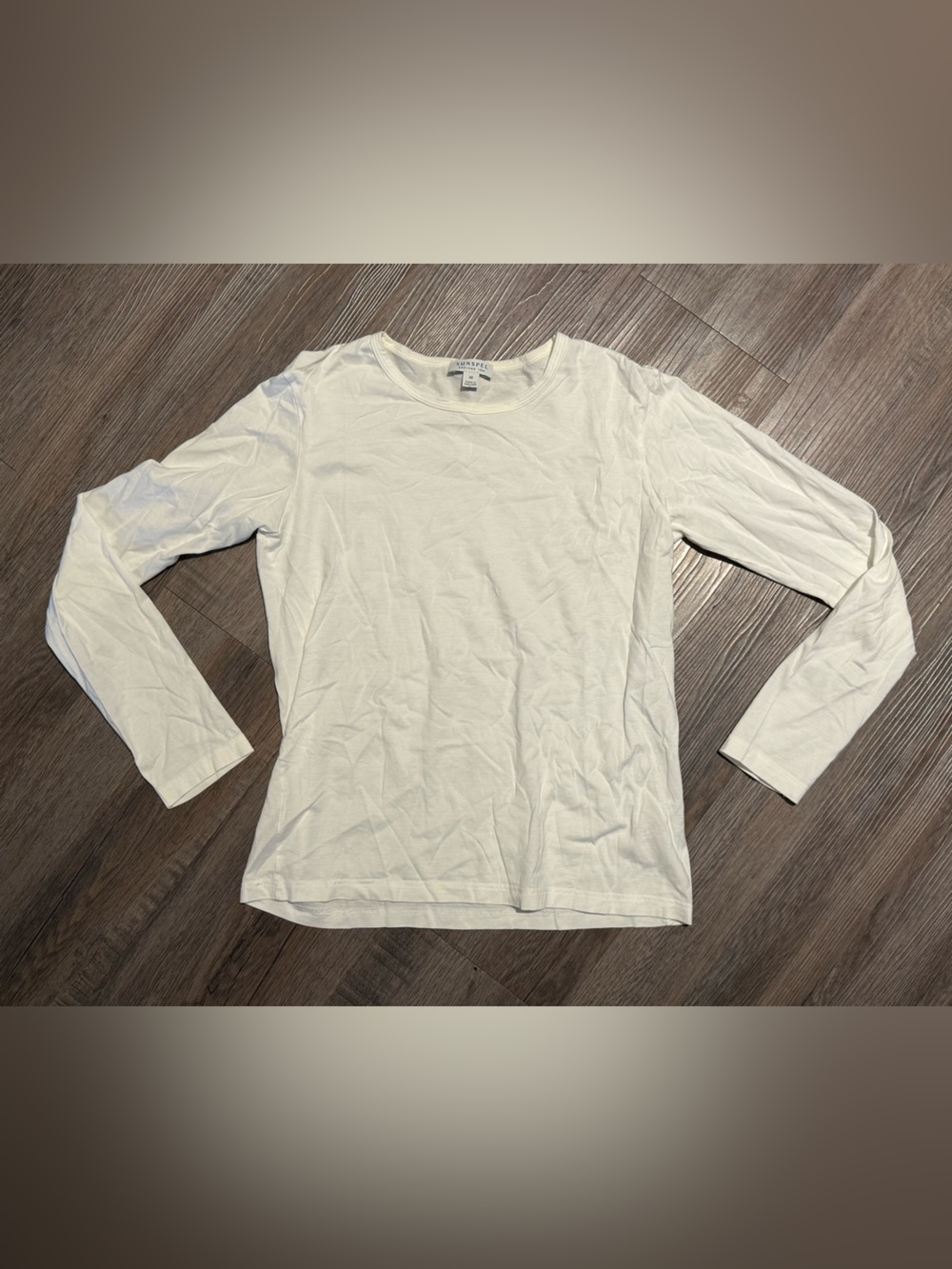 Sunspel Long Sleeve White Tee M 100% Cotton Made in England